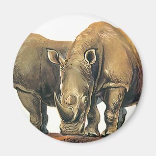 Vintage Rhinos of Rhinoceros, wilde Oerwouden Magneet