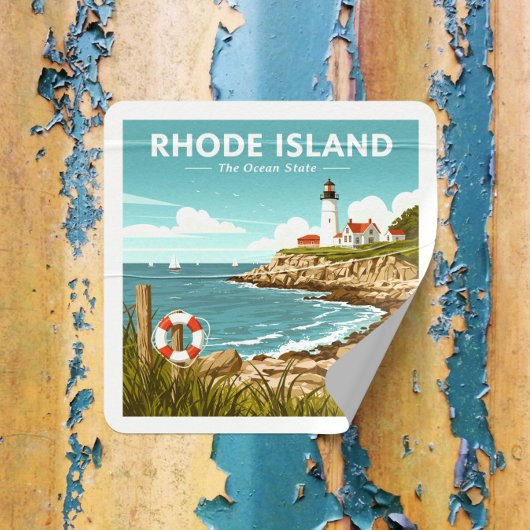Vintage Rhode Vierkante Sticker