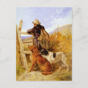 Vintage Richard Ansdell The Gamekeeper Dogs Golden Briefkaart