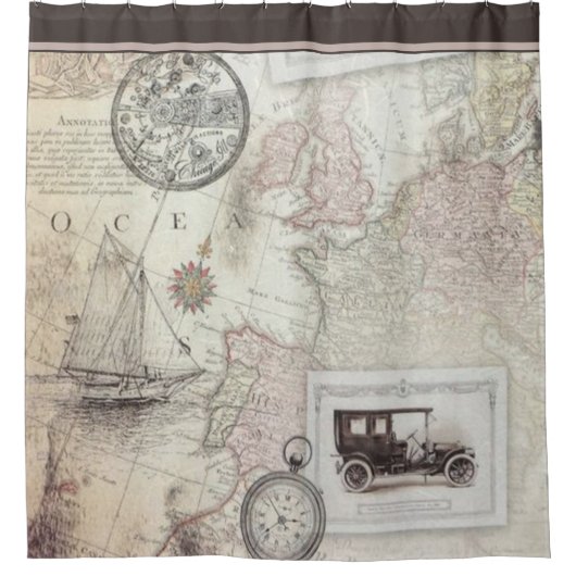 Vintage rideau douche voyage (Devant)