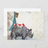 Vintage rinoceros briefkaart (Voorkant / Achterkant)