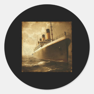 Vintage Rms Titanic Cruise Ship Zet Zeil Mannen W Ronde Sticker