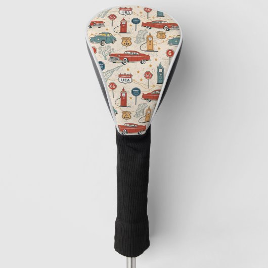 Vintage Road Trip Patroon (2) Golfheadcover (Voorkant)