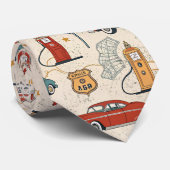 Vintage Road Trip Pattern (2) Stropdas (Opgerold)