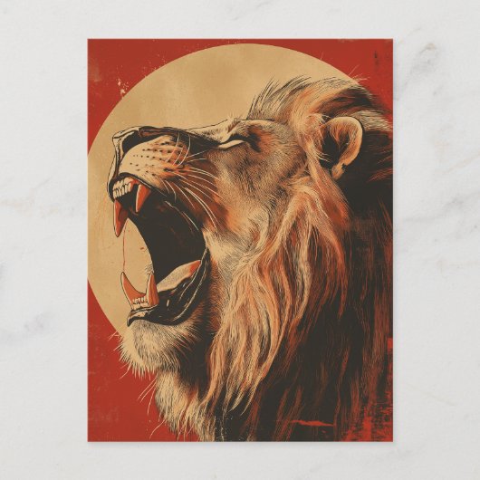 Vintage Roaring Lion  Briefkaart (Voorkant)