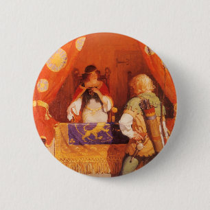 Vintage Robin Hood ontmoet Maid Marian door NC Wye Ronde Button 5,7 Cm