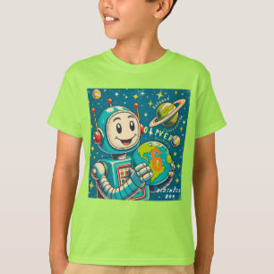 Vintage Robot in de ruimte Wetenschap Nieuwsgierig T-shirt