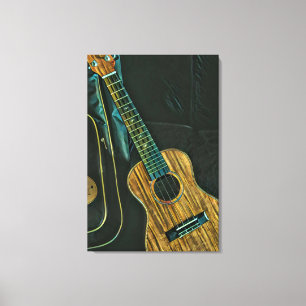 vintage rock guitar player artwork canvas afdruk