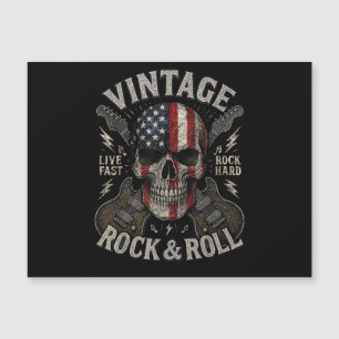 Vintage Rock Schedel Amerikaanse Vlag Gitaar Retro