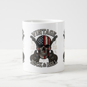 Vintage Rock Schedel Amerikaanse Vlag Gitaar Retro Extra Grote Beker