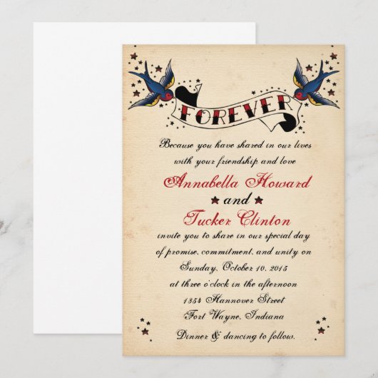 Vintage Rockabilly Tattoo Weddenschap Kaart (Voorkant / Achterkant)