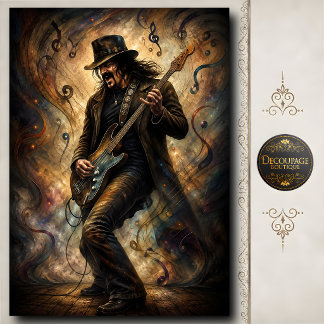 Vintage Rockbasgitarist Muziek Kunst Tissuepapier