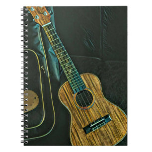 vintage rockgitaarspeler kunstwerk notitieboek