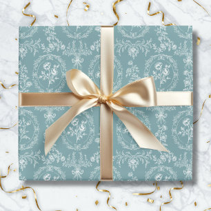 Vintage Rococo Bloemen Bloempatroon Cadeaupapier