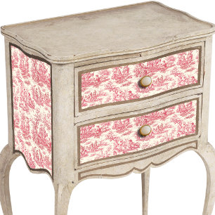 Vintage Rode Bloem Toile De Jouy Platteland Tissuepapier