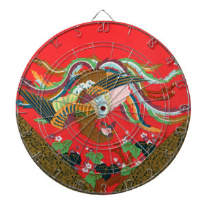 Vintage Rode Japanse Phoenix Vogel Kunst G.A. Auds Dartbord