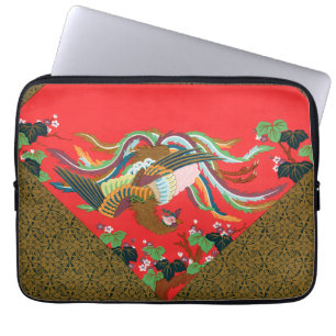 Vintage Rode Japanse Phoenix Vogel Kunst G.A. Auds Laptop Sleeve