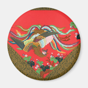 Vintage Rode Japanse Phoenix Vogel Kunst G.A. Auds Magneet