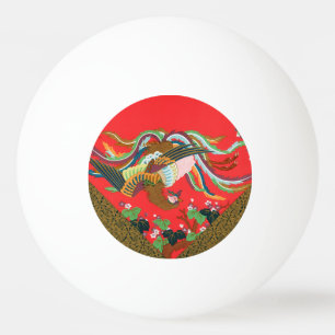 Vintage Rode Japanse Phoenix Vogel Kunst G.A. Auds Pingpongballen