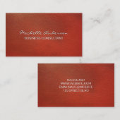 Vintage Rode Leer | Reliëf Lettering Visitekaartje (Voorkant / Achterkant)