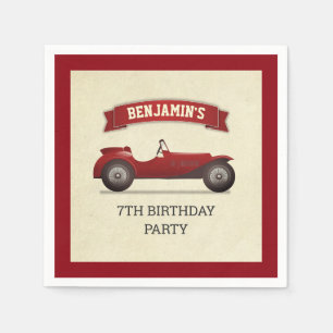 Vintage rode raceauto kinderverjaardagsfeest papie servet