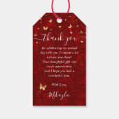 Vintage Rode Roos en Gouden Kroon Dankjewel Favori Cadeaulabel (Achterkant)