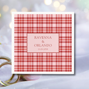 Vintage Rode Roze Geruite Landelijke Gingham Bruil Servet
