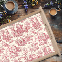 Vintage rode Toile de Jouy Franse landelijke decor