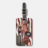 Vintage Rode Truck Amerikaanse Vlag Bagagelabel (Voorkant verticaal)