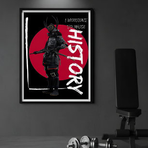 Vintage rode zon Japanse samoerai krijger Poster