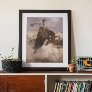Vintage Rodeo Cowboy, Breezy Riding door WHD Koern Poster