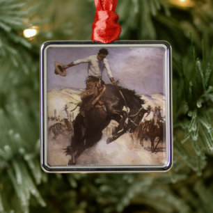 Vintage Rodeo Cowboy, Breezy Riding van WHD Koerne Metalen Ornament