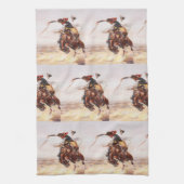 Vintage Rodeo Cowboy Bronc Rider Theedoek (Verticaal)