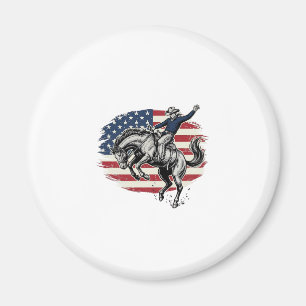 Vintage Rodeo Cowboy Patriottische Paardrijder Vec Magneet