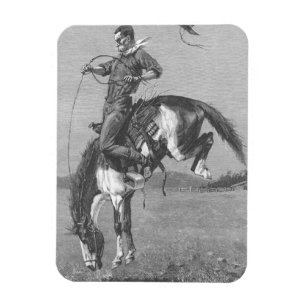 Vintage Rodeo Cowboys, Bucking Bronco van Remingto Magneet