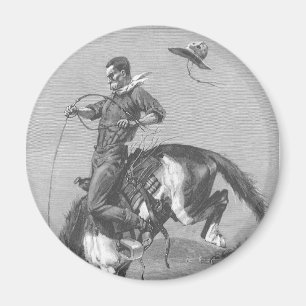 Vintage Rodeo Cowboys, Bucking Bronco van Remingto Magneet