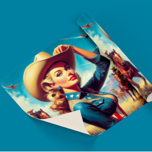 Vintage Rodeo Pin-up Cadeaupapier