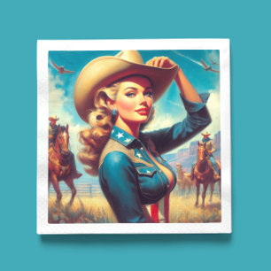 Vintage Rodeo Pin-up Servet