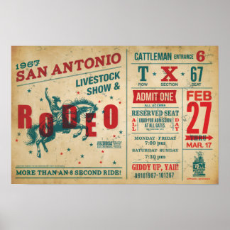 Vintage Rodeo Poster – Retro Westerse Kunstprint