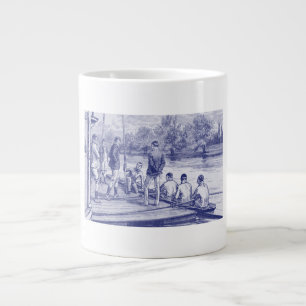 Vintage roeiers in boot aan de steiger extra grote beker