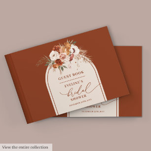 Vintage roest pampas boho bruiloftsshower gast boe gastenboek