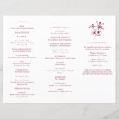 Vintage Romance Bourgogne Mariage Triple Programme (Dos)