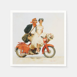 Vintage Romantiek op een Rode Scooter Servet