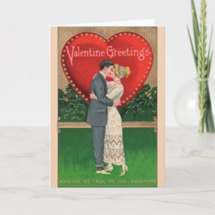 Vintage Romantique Kiss Valentine Carte de voeux