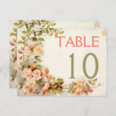 Vintage romantique rose mariage numéro de table (Devant / Derrière)