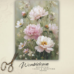 Vintage Romantische Bloemige Pastel Roze Decoupage Tissuepapier