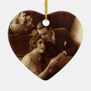 Vintage Romantische Muziek, Liefde en Romantiek Li Keramisch Ornament