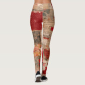 Vintage Romantische Roos Collage (5) Leggings (Achterkant)