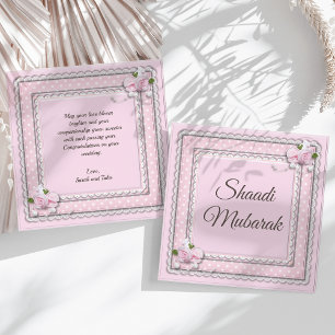 Vintage Romantische Roze Rozen Shaadi Mubarak Kaar