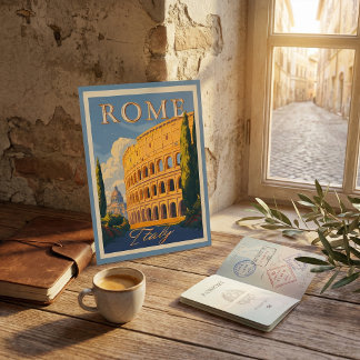 Vintage Rome Italy Colosseum travel  post card Kaart